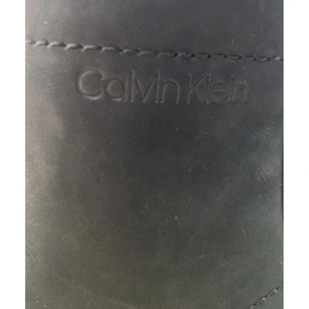 Calvin Klein Men Lorenzo Leather Lace Up Black Ankle Combat Boots Black Biker 8M